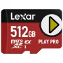 Memória flash MicroSDXC Lexar PLAY PRO 512 GB UHS-I U3 — 900 MB/s leitura, 600 MB/s escrita