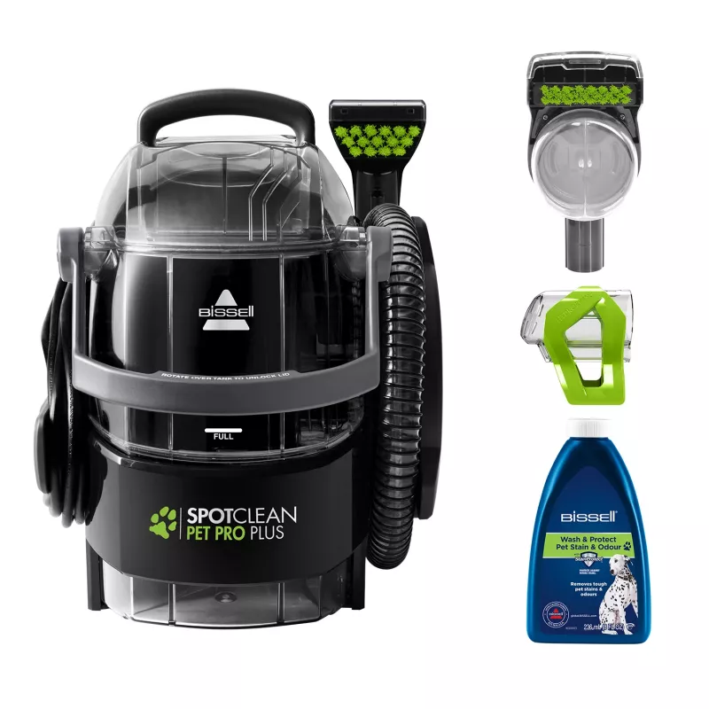 Máquina de limpeza de tapetes Bissell SpotClean Pet Pro Plus aparelho de mão limpeza profunda preto, transparente
