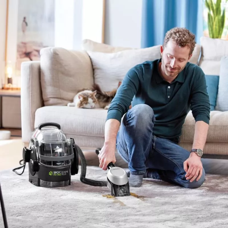 Máquina de limpeza de tapetes Bissell SpotClean Pet Pro Plus aparelho de mão limpeza profunda preto, transparente