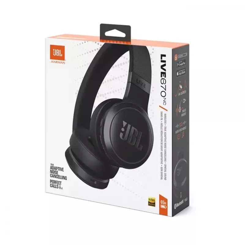 Headset JBL Live 670NC sem fios auscultador de arco chamadas/música Bluetooth preto