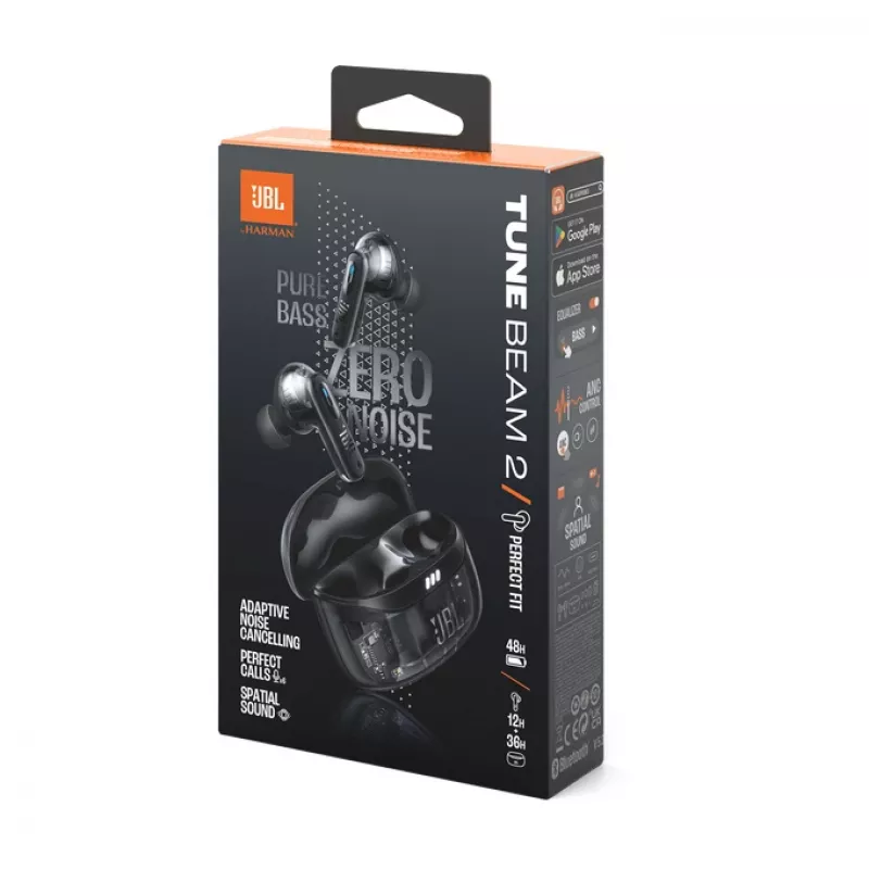 Headset JBL Tune Beam 2 Ghost Edition sem fios intra-auricular música/dia a dia Bluetooth preto