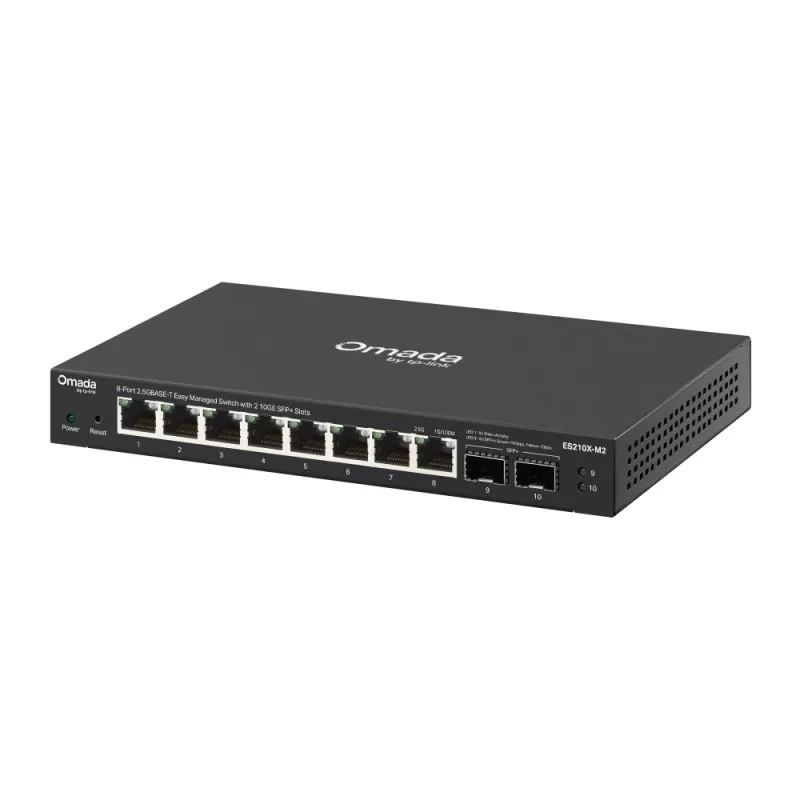 Switch Ethernet 2,5G gerido TP-Link ES210X-M2 — 8x 2,5G (100/1000/2500), 80 Gbit/s, montagem em secretária/parede