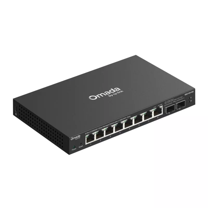 Switch Ethernet 2,5G gerido TP-Link ES210X-M2 — 8x 2,5G (100/1000/2500), 80 Gbit/s, montagem em secretária/parede