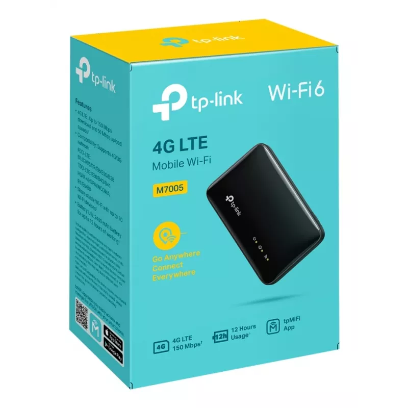 Router sem fios 4G TP-Link M7005, banda única 2,4 GHz, NanoSIM, Wi-Fi 6, preto