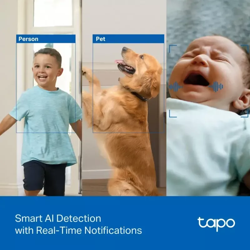 TP-Link Tapo C250 câmara Wi-Fi de segurança doméstica com IA e movimento horizontal/vertical, 4K 8 MP (3840 x 2160), branca