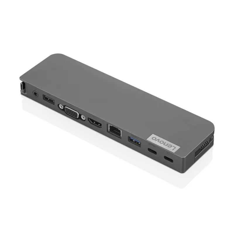 Lenovo 40AU0065EU USB-C Mini Dock, estação de ligação com fios, 65 W, HDMI, VGA, RJ-45, USB 3.0 (USB 3.2 Gen 1), USB-A, preta
