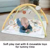 Manta de atividades Fisher-Price Sensimals Simply Senses para recém-nascido Tapete de atividades para bebé com 6 brinquedos sensoriais