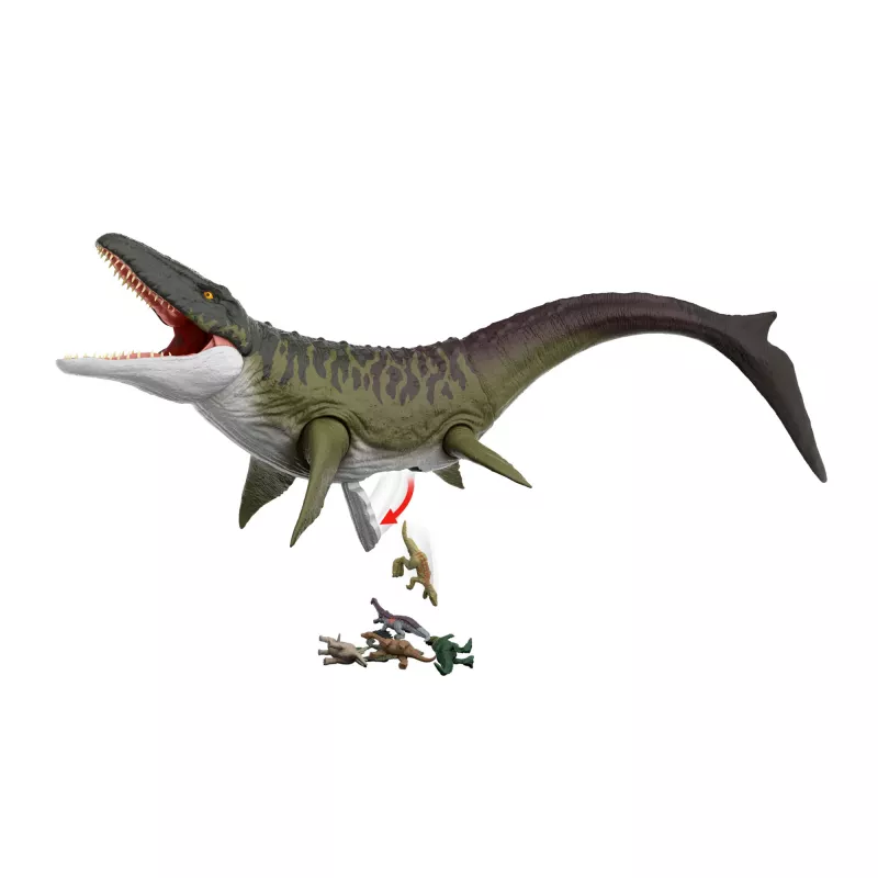 Figura de ação Jurassic World Rebirth Super Colossal Mosasaurus, brinquedo dinossauro
