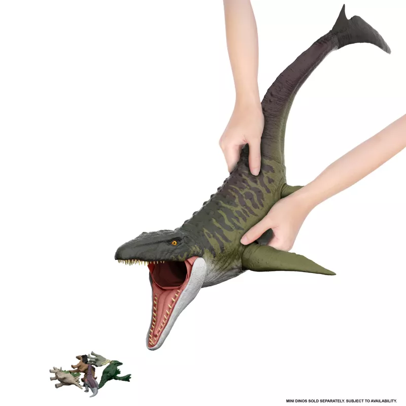 Figura de ação Jurassic World Rebirth Super Colossal Mosasaurus, brinquedo dinossauro