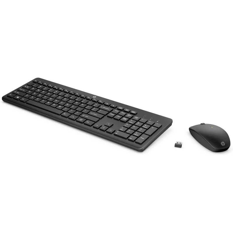 Conjunto de rato e teclado sem fios HP 235, tamanho completo (100%), sem fios, RF wireless, preto, rato incluído