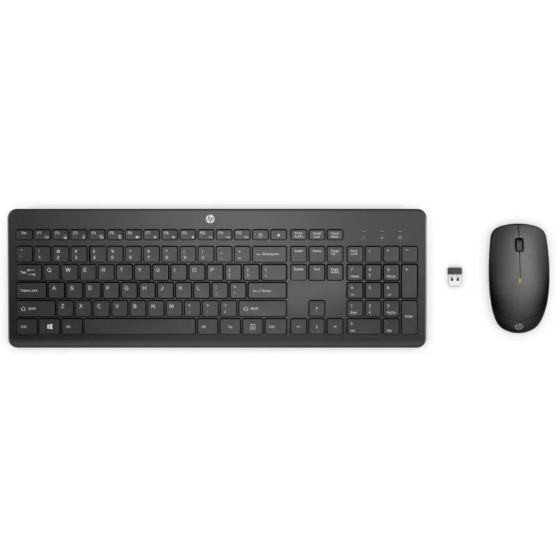 Conjunto de rato e teclado sem fios HP 235, tamanho completo (100%), sem fios, RF wireless, preto, rato incluído