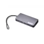 Adaptador de docking Lenovo GX91M73946 USB-C com fios, 100 W, HDMI, VGA, 3x USB-A, leitor de cartões SD, Gigabit Ethernet, 4K@30Hz, cinzento