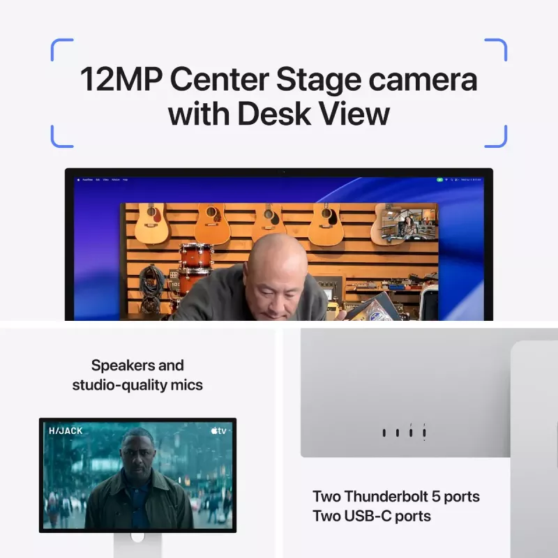 Monitor Apple Studio Display XDR — 27 polegadas 5K (5120×2880), LED, vidro nano-texturizado, suporte ajustável em inclinação e altura, prateado