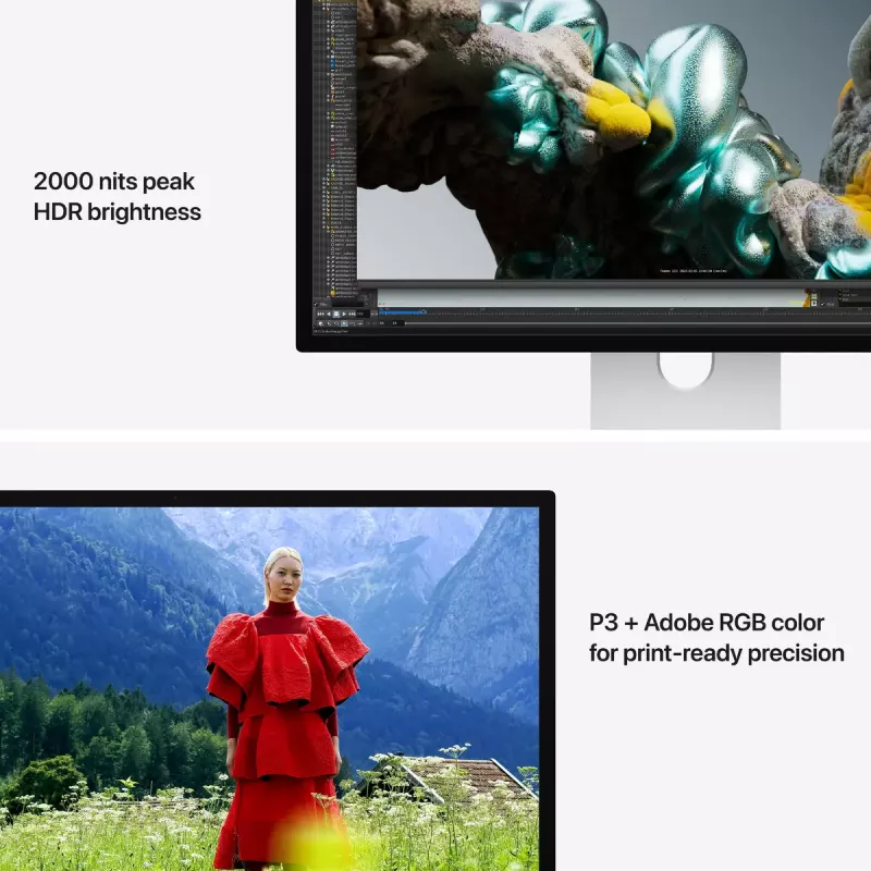 Monitor Apple Studio Display XDR — 27 polegadas 5K (5120×2880), LED, vidro nano-texturizado, suporte ajustável em inclinação e altura, prateado