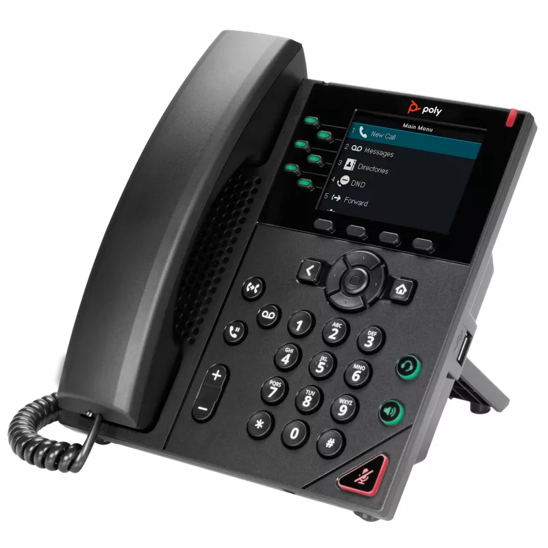HP Poly VVX 350 Telefone IP de 6 linhas com PoE, Telefone IP, preto, auscultador com fios, 6 linhas, LCD, 8,89 cm (3,5 polegadas)