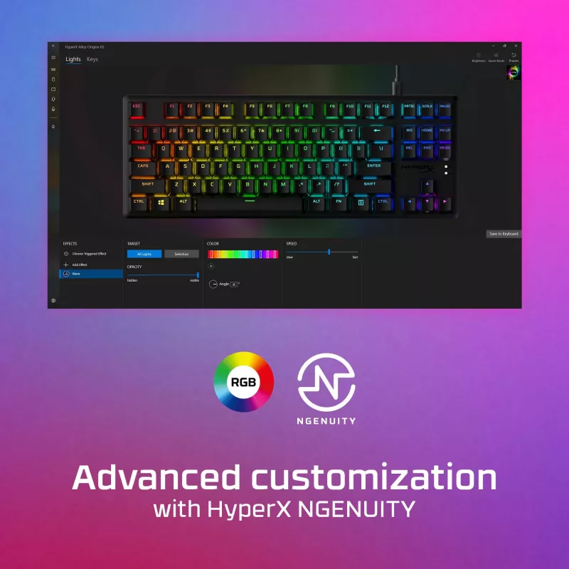HyperX Alloy Origins Core PBT HX Aqua – Teclado mecânico para gaming