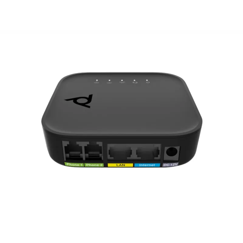 Adaptador de porta de voz POLY ATA 402 2FXS adaptador VoIP com Open SIP, G.711/OPUS, corrente contínua, entrada 100–240 V AC
