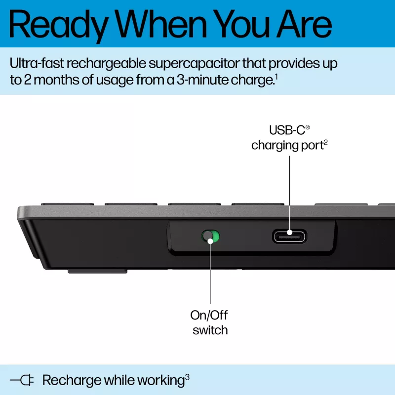 Teclado sem fios recarregável multidispositivo HP 720