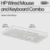 Conjunto de rato e teclado com fios HP 225, tamanho completo (100 %), com fios, USB, branco, rato incluído