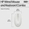 Conjunto de rato e teclado com fios HP 225, tamanho completo (100 %), com fios, USB, branco, rato incluído