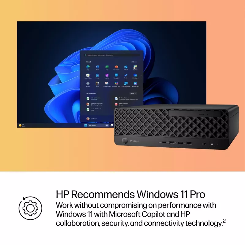 PC HP ProDesk 4 SFF G1i AI — Intel Core Ultra 7 265 (5,3 GHz, 20 núcleos), 16 GB DDR5, 1 TB NVMe SSD, Windows 11 Pro, Wi-Fi 6E