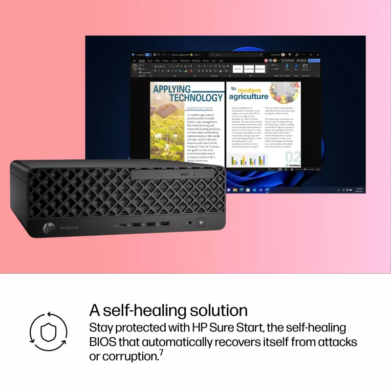 PC HP ProDesk 4 SFF G1i AI — Intel Core Ultra 7 265 (5,3 GHz, 20 núcleos), 16 GB DDR5, 1 TB NVMe SSD, Windows 11 Pro, Wi-Fi 6E