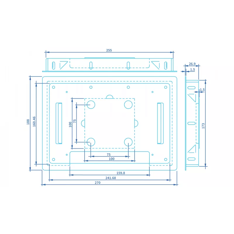 ProDVX FM-10S — suporte de monitor preto, 270×188×27,4 mm, 0,67 kg, 1 unid.