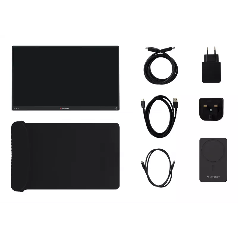 Monitor portátil VERBATIM 13,3 polegadas WUXGA (1920x1200) ecrã tátil IPS, bateria, USB-A/USB-C, 3,5 mm, alumínio, 0,925 kg