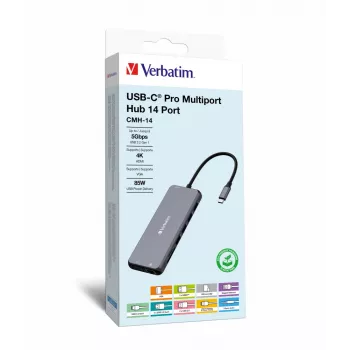 Verbatim CMH-14 USB Type-C 5000 Mbit/s prateado