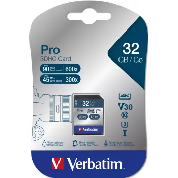 Memória flash Verbatim Pro 32 GB SDHC UHS Classe 10