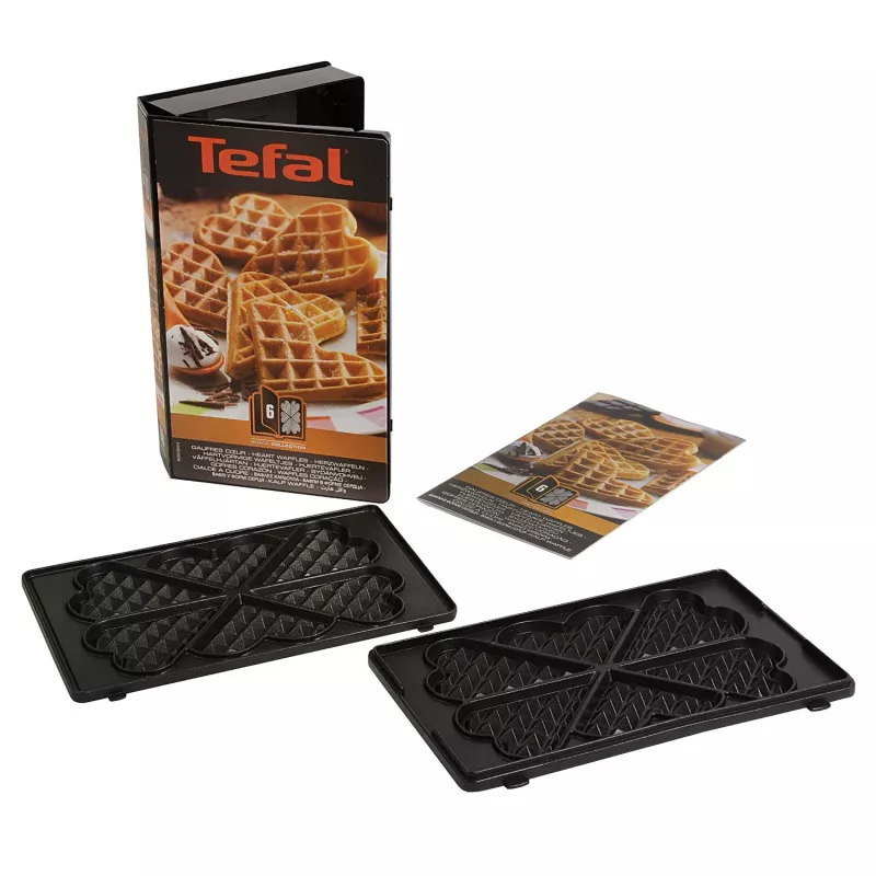 Tefal XA800612 placas para waffles em forma de coração para SW852 Sandwich Maker, preto