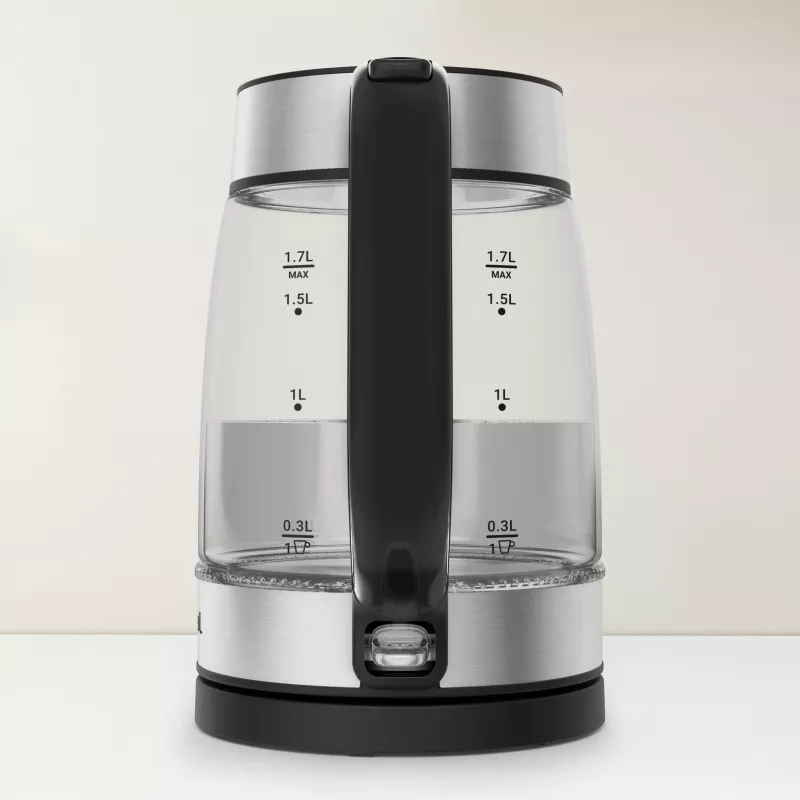 Chaleira elétrica de vidro Tefal KI605830 chaleira elétrica 1,7 L 2200 W preto, prateado, transparente
