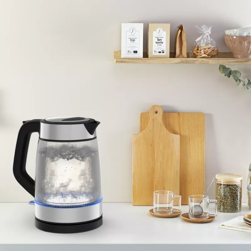 Chaleira elétrica de vidro Tefal KI605830 chaleira elétrica 1,7 L 2200 W preto, prateado, transparente