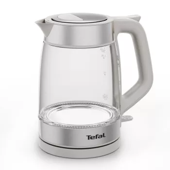 Chaleira de vidro Tefal KI605B30 chaleira elétrica 1,7 L 2200 W cinzento, prateado, transparente