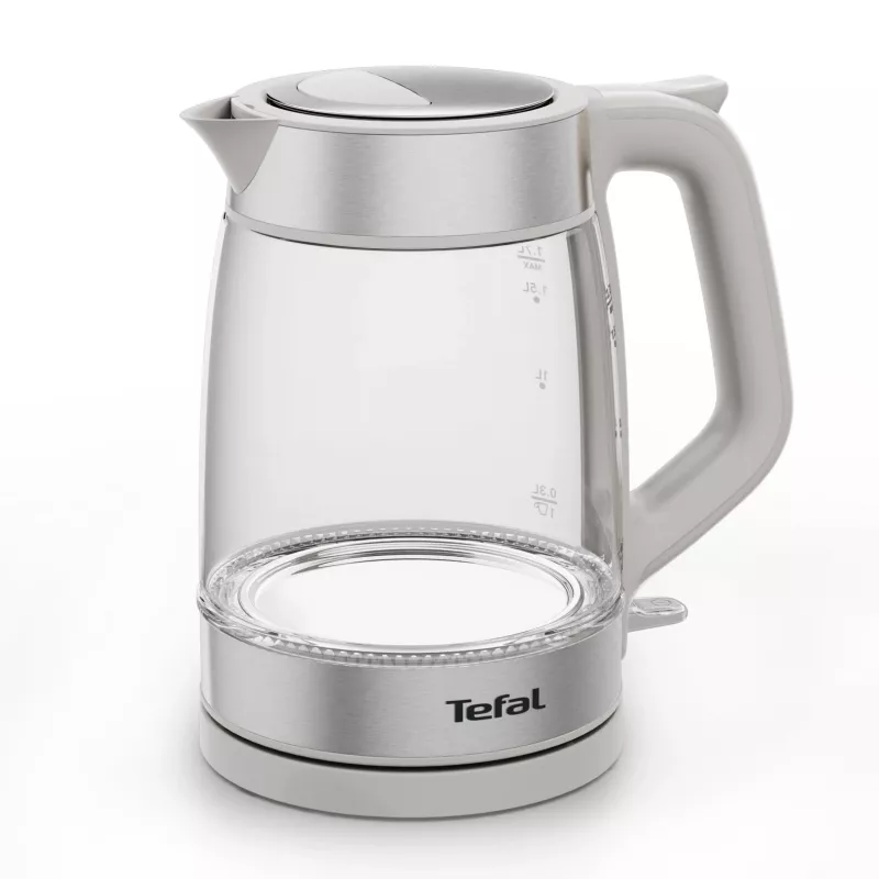 Chaleira de vidro Tefal KI605B30 chaleira elétrica 1,7 L 2200 W cinzento, prateado, transparente