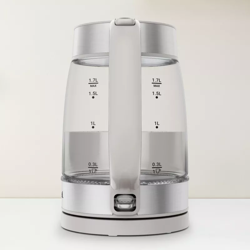 Chaleira de vidro Tefal KI605B30 chaleira elétrica 1,7 L 2200 W cinzento, prateado, transparente
