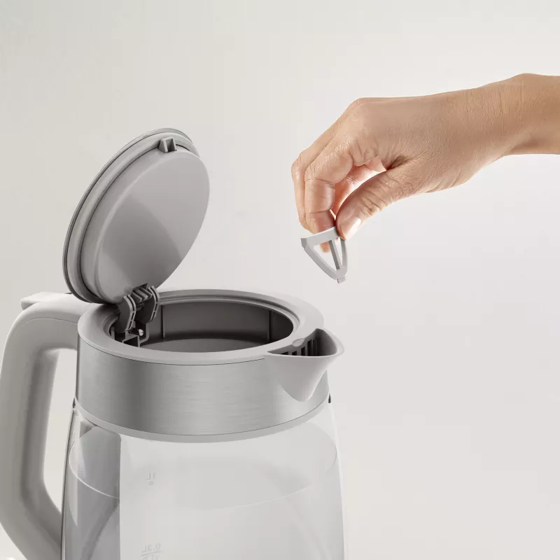 Chaleira de vidro Tefal KI605B30 chaleira elétrica 1,7 L 2200 W cinzento, prateado, transparente