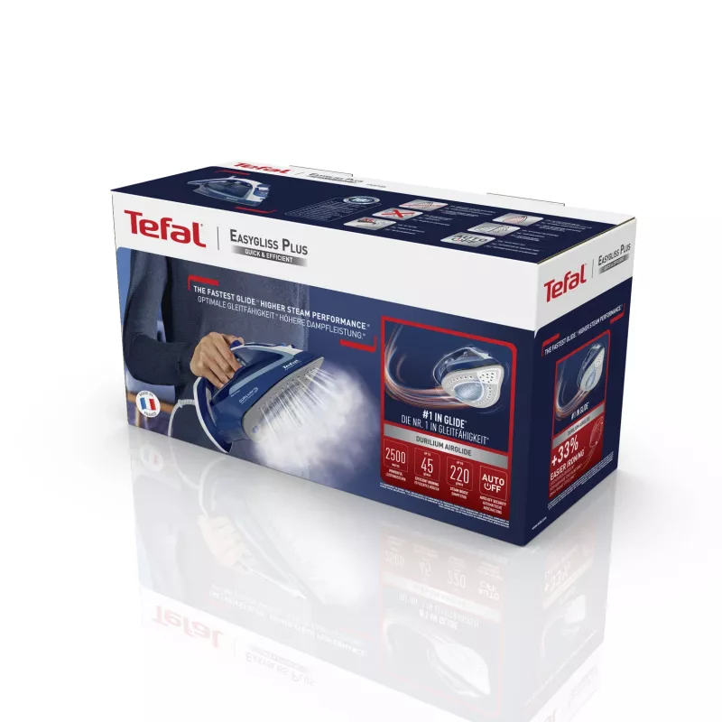 Ferro de engomar Tefal EasyGliss Plus FV5735 a seco e a vapor base Durilium 2500 W azul, branco