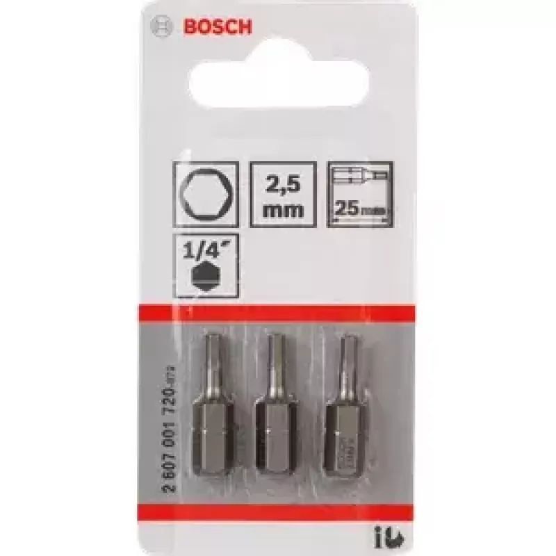 Bosch ponta sextavada 2,5 mm extra dura, 3 unid. (2607001720)