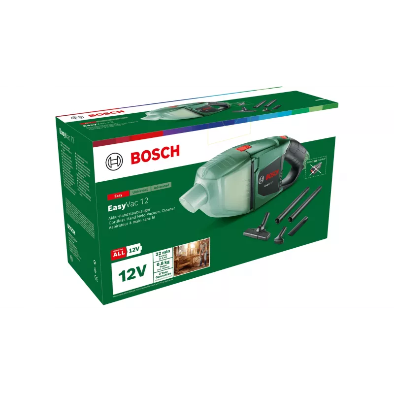 Bosch EasyVac 12 aspirador com bateria 2 em 1 a seco sem saco verde