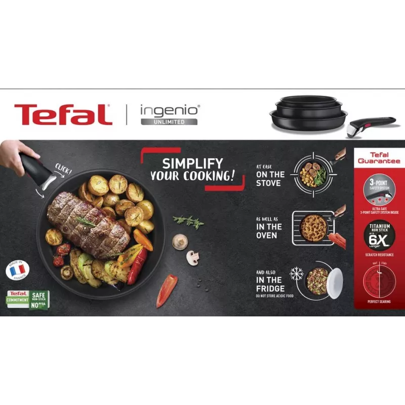 Conjunto de panelas Tefal Ingenio L76391 – conjunto misto de alumínio, 4 peças (panelas Ø16/18/20 cm) preto