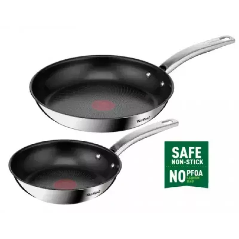 Conjunto de frigideiras Tefal Intuition B817S255 — frigideiras de aço inoxidável 20 cm e 26 cm
