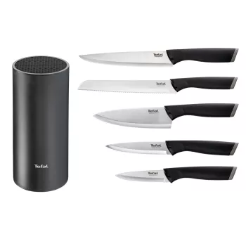 Conjunto de facas de cozinha Tefal K2216S74 — lâminas de aço inoxidável, 20 cm de comprimento da lâmina, conjunto de 5 peças