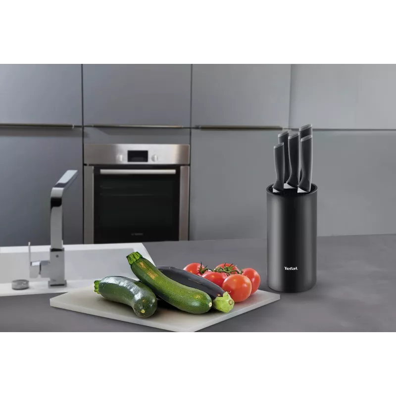 Conjunto de facas de cozinha Tefal K2216S74 — lâminas de aço inoxidável, 20 cm de comprimento da lâmina, conjunto de 5 peças