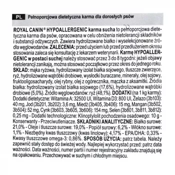 Royal Canin Hypoallergenic Adult ração seca para cães 14 kg, fígado, arroz, legumes