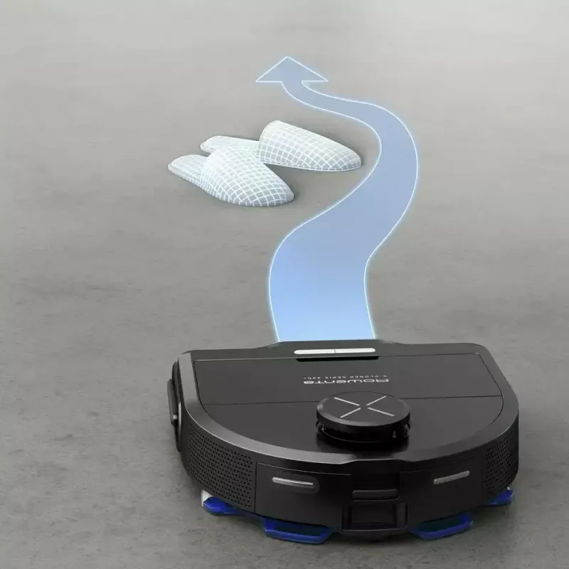 Aspirador robô Rowenta X‑Plorer RR9465WH — sem saco, formato D, depósito de pó 0,35 l, 120 min de autonomia, Li‑Ion, 97×325×335 mm, preto