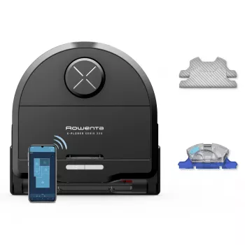 Aspirador robô Rowenta X‑Plorer RR9465WH — sem saco, formato D, depósito de pó 0,35 l, 120 min de autonomia, Li‑Ion, 97×325×335 mm, preto