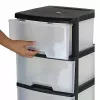 Unidade de gavetas de arrumação Curver 0806770146 – 5 gavetas, 20 L cada, preto/transparente, 37×39×100 cm