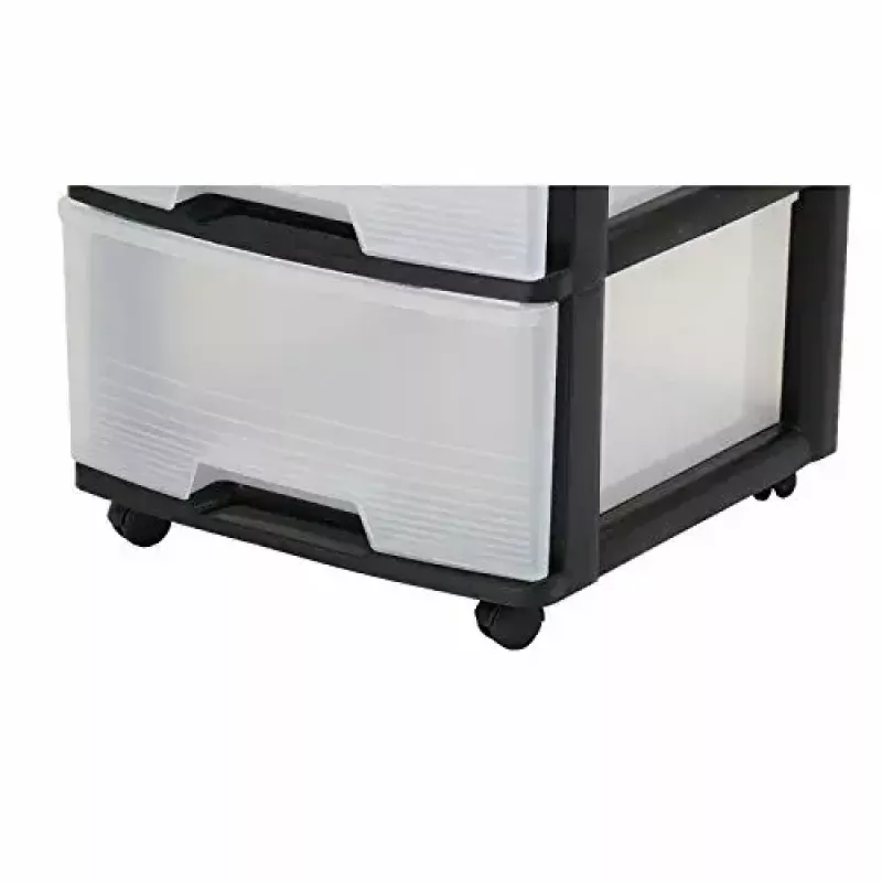 Unidade de gavetas de arrumação Curver 0806770146 – 5 gavetas, 20 L cada, preto/transparente, 37×39×100 cm