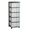 Unidade de gavetas de arrumação Curver 0806770146 – 5 gavetas, 20 L cada, preto/transparente, 37×39×100 cm